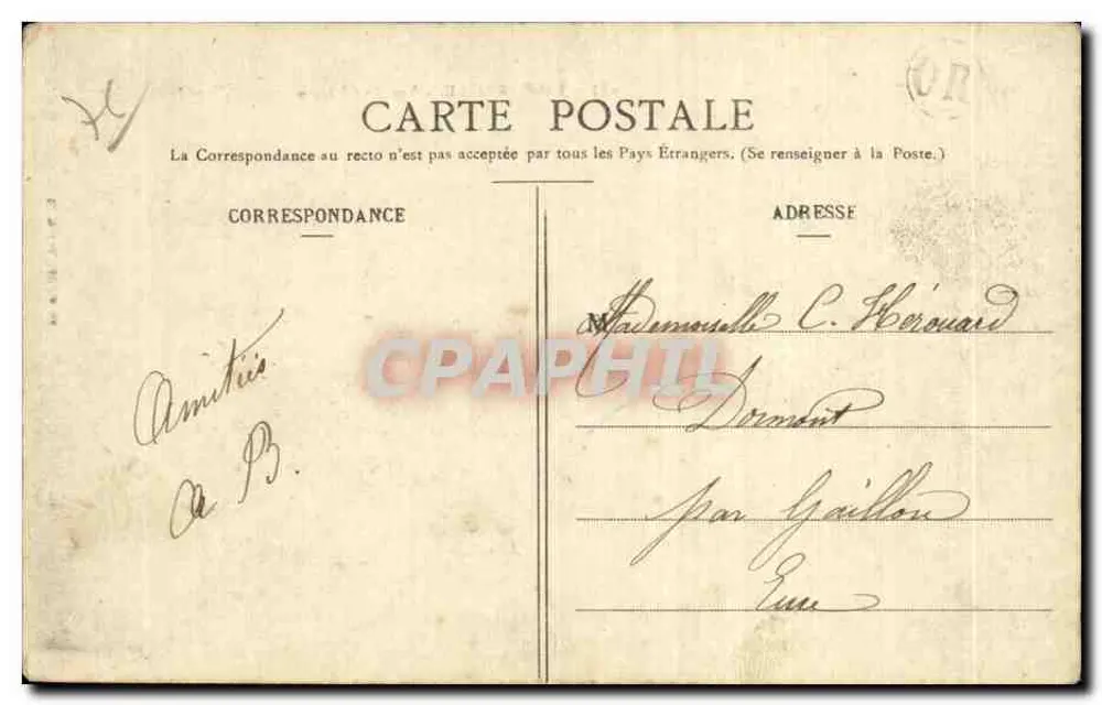 Tancarville — Vista do Castelo — E. Mellet, Lillebonne, n°485 - Verso
