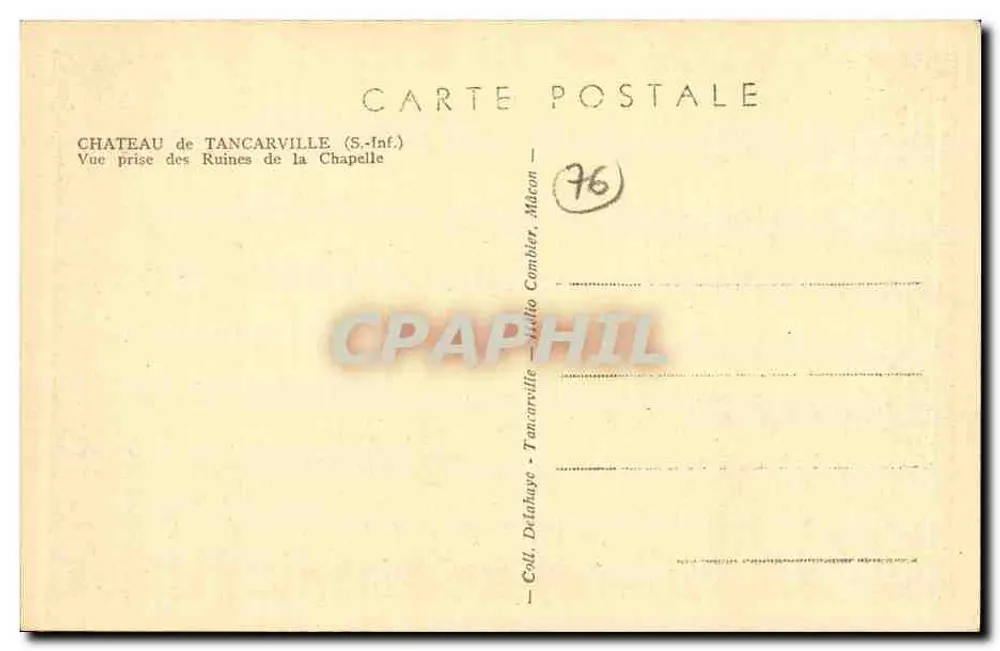 Ruinen der Kapelle — Schloss Tancarville (S.-Inf.) — Verleger: Hélio Combier, Mâcon - Rückseite