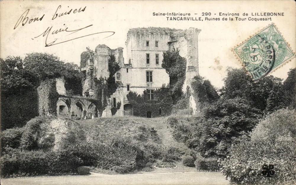 Ruinen der Coquesart-Turm — Tancarville, Umgebung von Lillebonne — Seine-Inférieure - Vorderseite