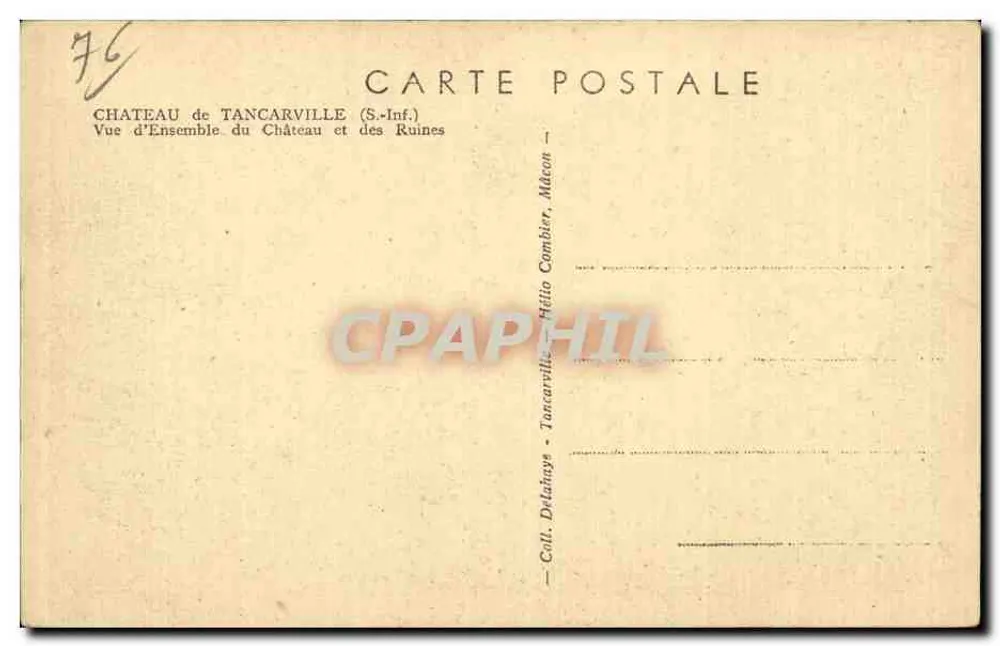 Château de Tancarville — Übersicht des Schlosses und der Ruinen — Verlag Hélio Camblier, Mâcon - Rückseite
