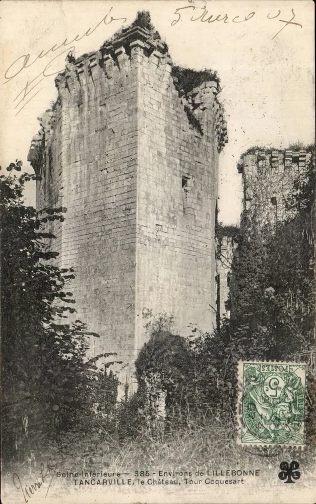 Tancarville — Arredores de Lillebonne, Torre Coquesart — Editor Tancarville, n° 385 - Frente