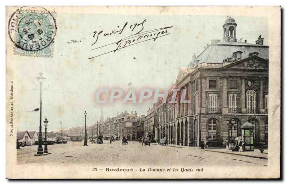 Bordeaux - A Alfândega e os Quais Sul — Novas Galerias, Bordeaux — editor G. Eellanger, n°23 - Frente