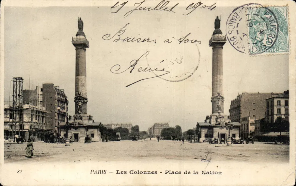 PARIS — De kolommen — Place de la Nation — Ed. Photo-Colore, n°87 - Voorkant