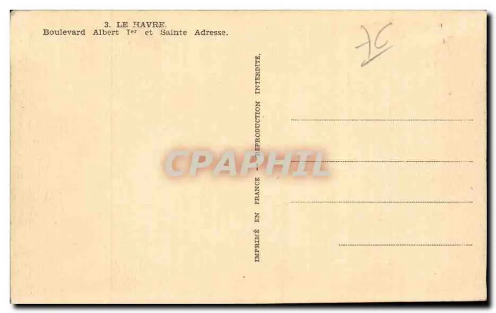 Le Havre — Boulevard Albert 1er e Sainte Adresse — Impresso na França - Verso
