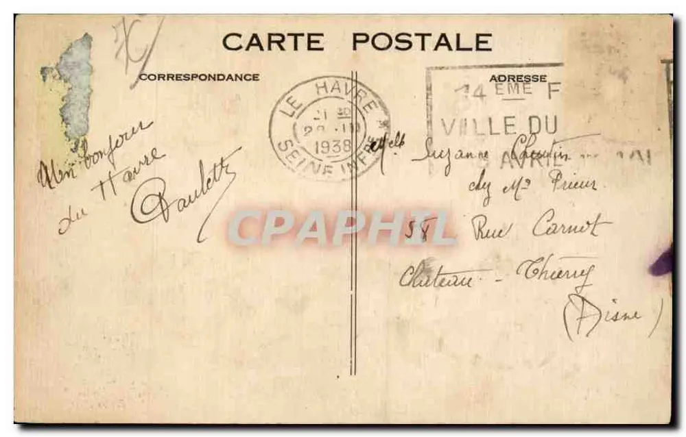 Le Havre — Ein voller Wasserstand an den Bädern Marie Christine — C. M., Le Havre, n°176 - Rückseite