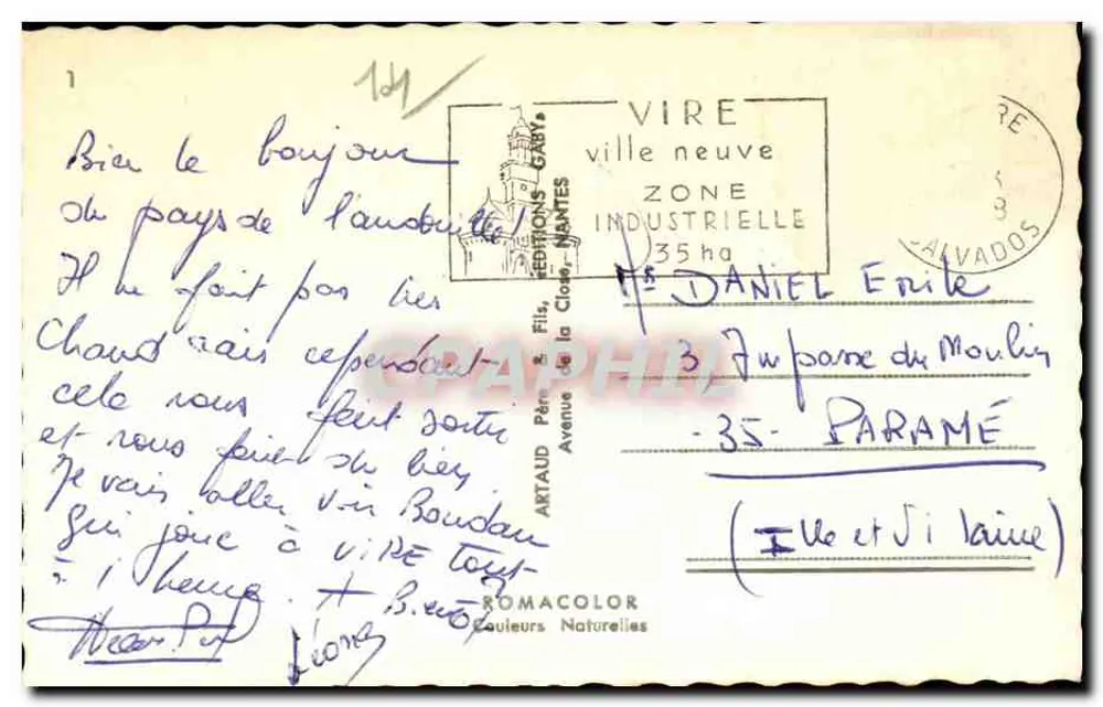 Vire — Porta-Horloge, Jardin de l'Hôtel de Ville, La Donjan, La Vallée des Vaux — Éditions Gaby, Nantes - Verso