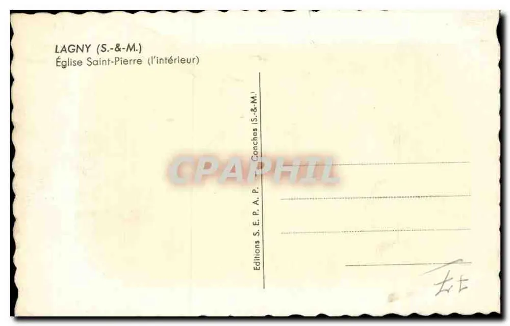 लाग्नी (S.&M.) — सेंट-पियर चर्च (अंदर की ओर) — S.E.P.A.P. कॉन्चेस (S.&M.) के संस्करण - पीछे