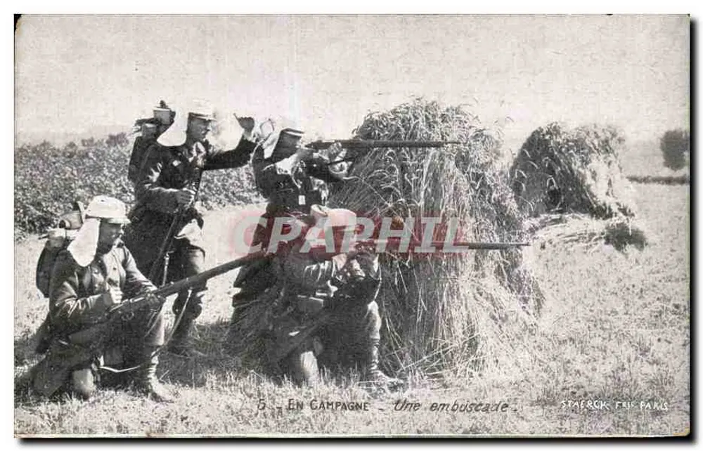 Soldaten im Feld — eine Schusserei — Stäerck Édit. Paris - Vorderseite