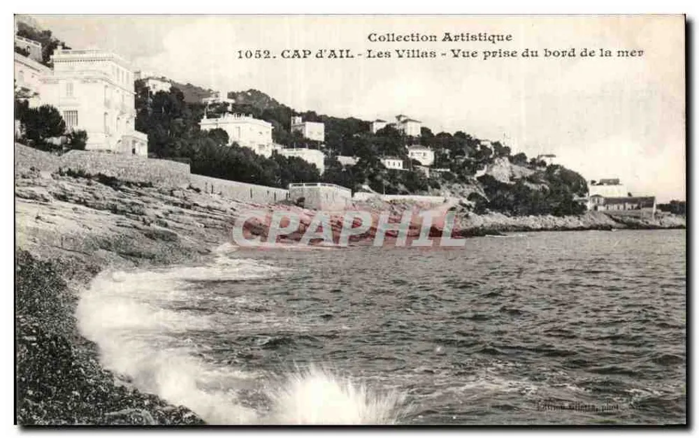 CAP D'AIL - Die Villen - Blick vom Ufer aus — Künstlerische Sammlung, Nr. 1052, Edition Silletta - Vorderseite