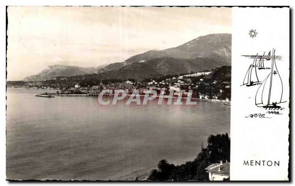 Menton — Vista geral tirada da Itália — Edições d'Art Montliet - Frente