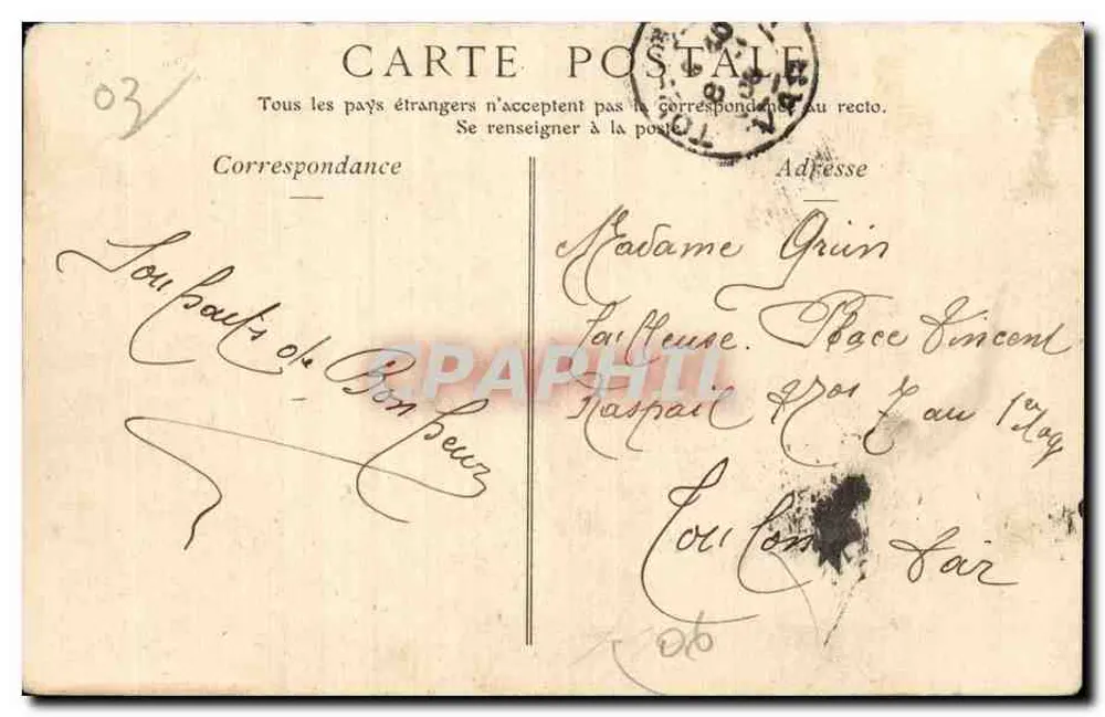 NICE — De Boulevard du Port-Vieux — Collecties ND. Plot. n°554 - Achterkant