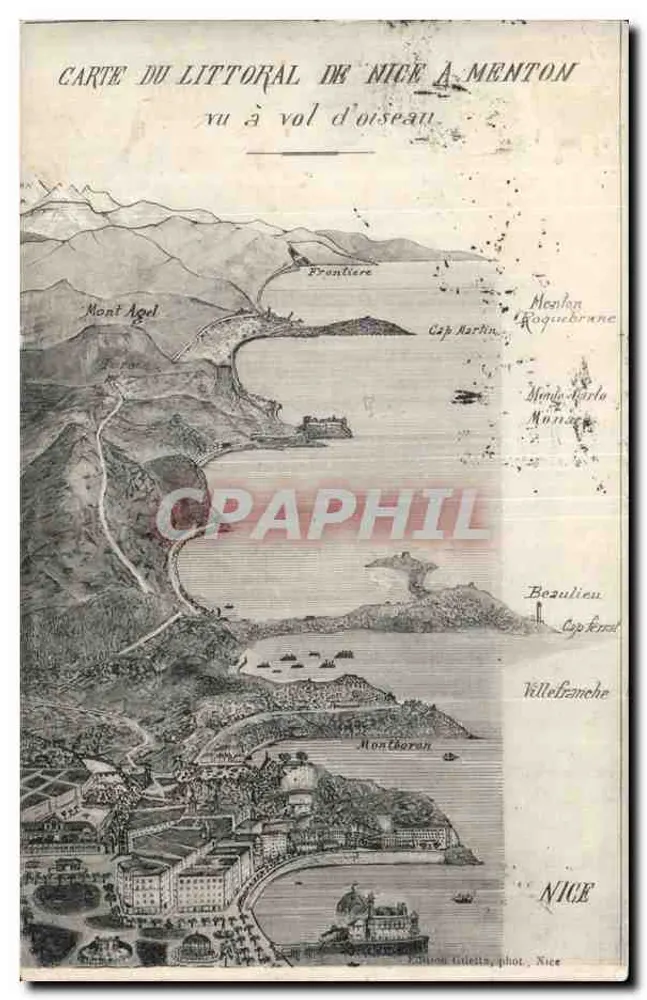 Küste von Nice bis Menton von oben gesehen — Edition Giletta, Nice - Vorderseite