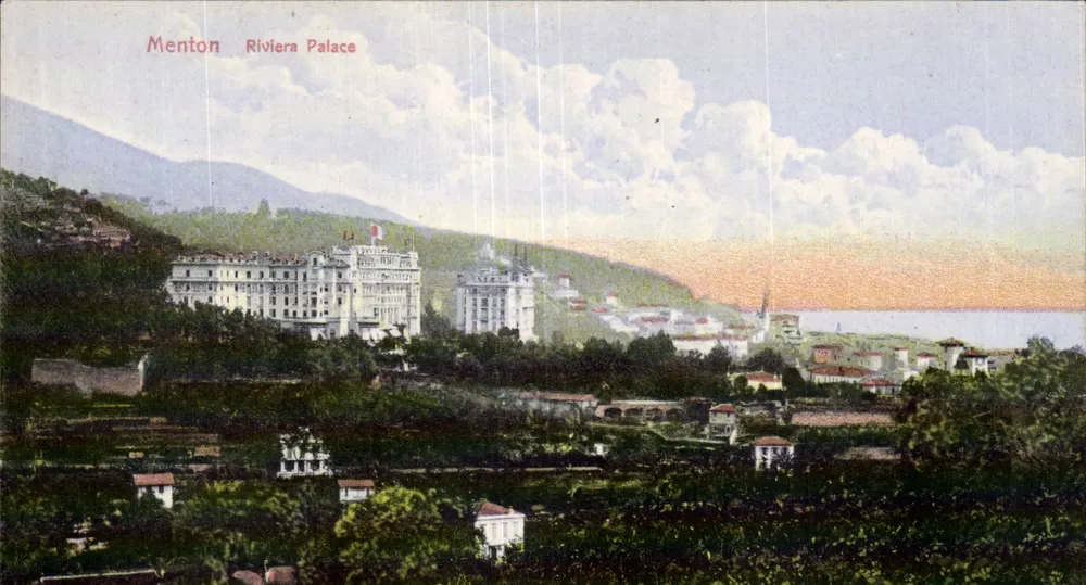Menton Riviera Palace — vista panorâmica — Atelier H. Gubbcnheim & Cie, Zürich, n° 5205a - Frente