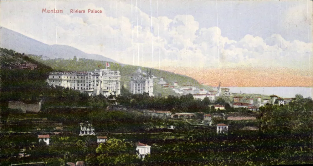 Menton Riviera Palace — vue panoramique — Art. Stelier H. Gubbenheim & Cie, Zürich, n° 5205a - Awers