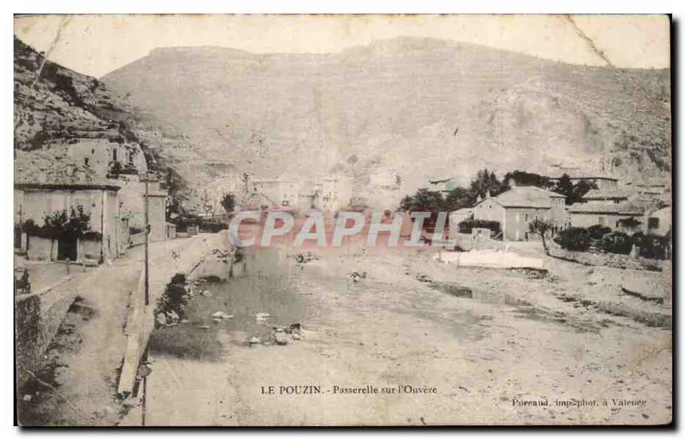 LE POUZIN - Passerelle sur l'Ouvezé — Poreaud, imp. phot. à Valence - Recto
