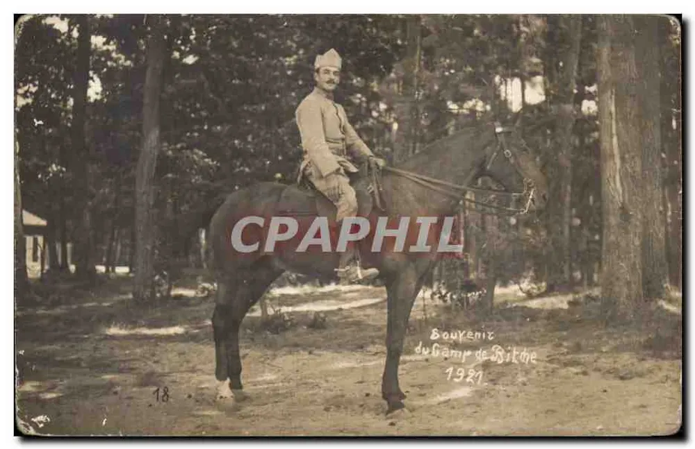 Soldat auf Pferd — Lager Bitche — Erinnerung 1921 - Vorderseite