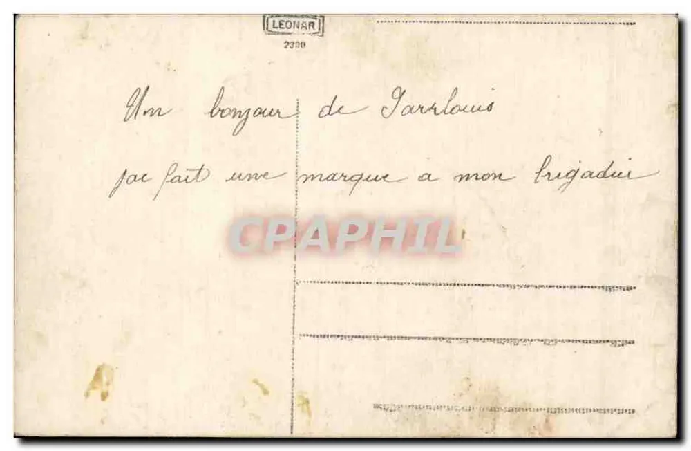 Gruppe von Soldaten — Bahnhof Tarragone — Verlag LEONAR n°2390 - Rückseite