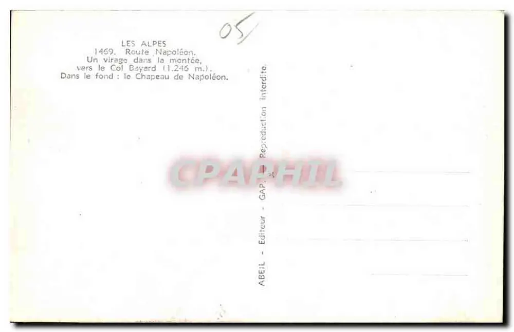 Die Alpen — Napoleon-Route — Col Bayard (1.246 m) — Verlag ABEIL - Rückseite