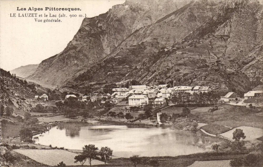 Le Lauzet y el Lago (alt. 900 m.) — Vista general — Richard, editor, Barcelonnette - Anverso