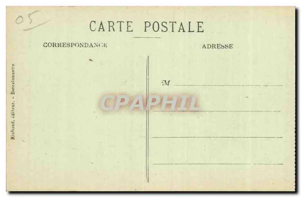 Le Lauzet y el Lago (alt. 900 m.) — Vista general — Richard, editor, Barcelonnette - Reverso