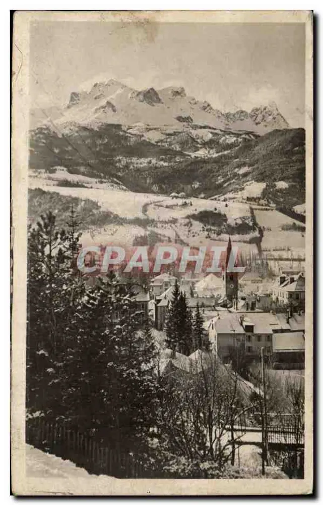 Barcelonnette — Blick auf den Chapecu de Gendarme und den Poin de Sucre im Winter — Edition « La Cigogne » - Vorderseite