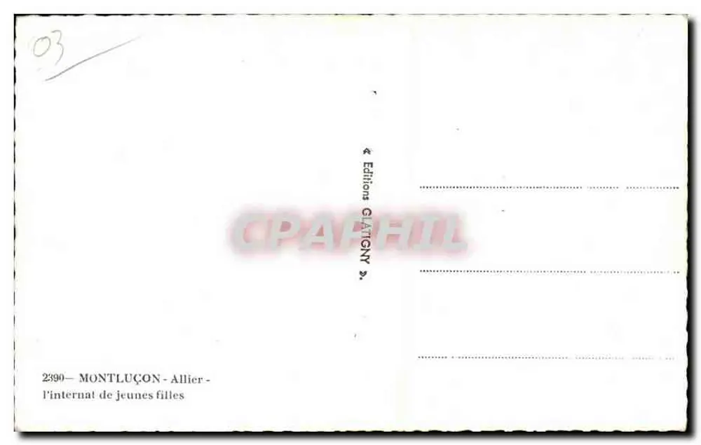Montluçon - Allier — o internato de meninas — Edições Glatony - Verso