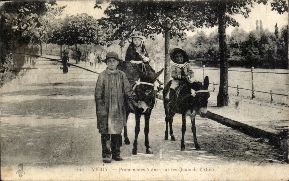 Vichy — Reiten auf Eseln am Ufer des Allier — Verlag VICHY, Nr. 434 - Vorderseite