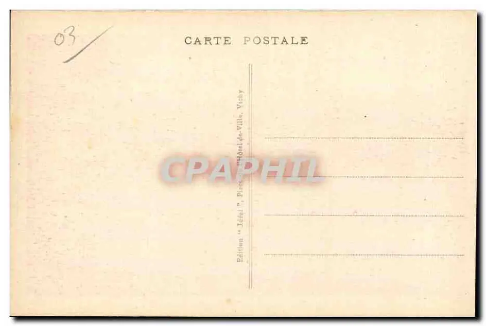 Montluçon - Avenida Presidente Wilson — vista da praça central com jardim e edifícios — editor Idéal, Vichy, n° 2217 - Verso