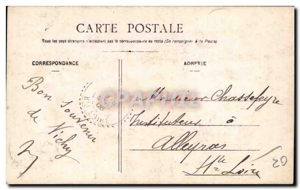 Vichy — Ansicht der Station — E.A. Paris, Seriennummer nicht sichtbar - Rückseite