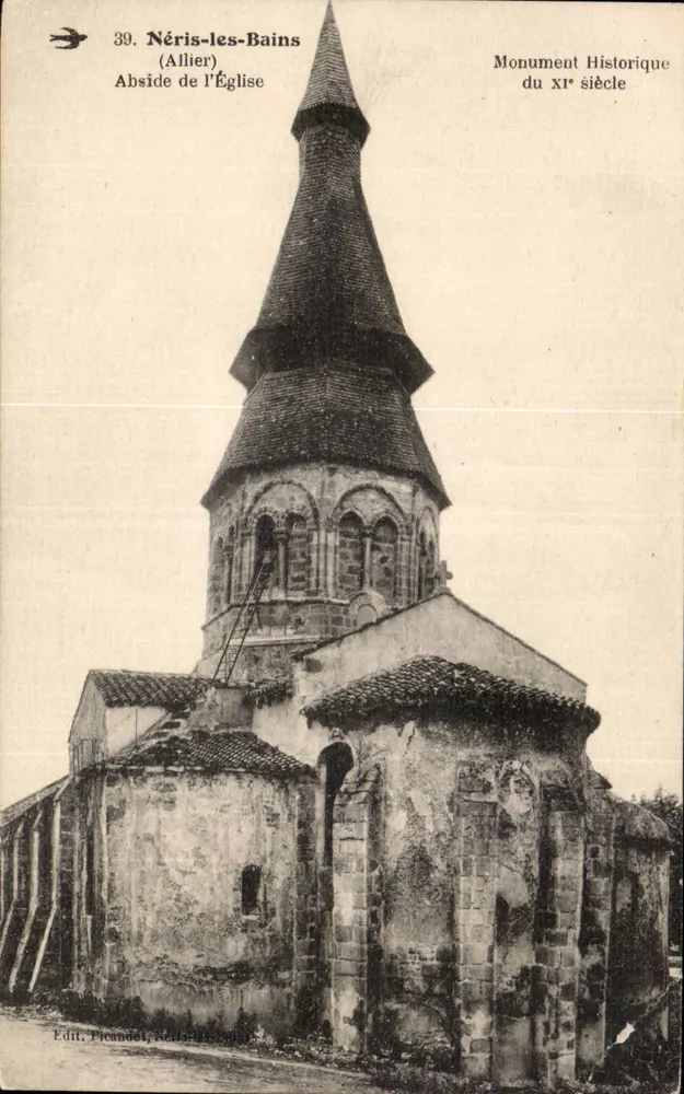 Nérès-les-Bains (Allier) — Abside da Igreja, Monumento Histórico do Século XI — Edit. Picandet, Néris-les-Bains - Frente