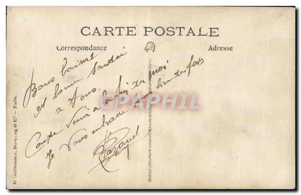 Soldat und Hund — Pose auf Baumstamm — Verlag R. Toulilienaut, Paris - Rückseite