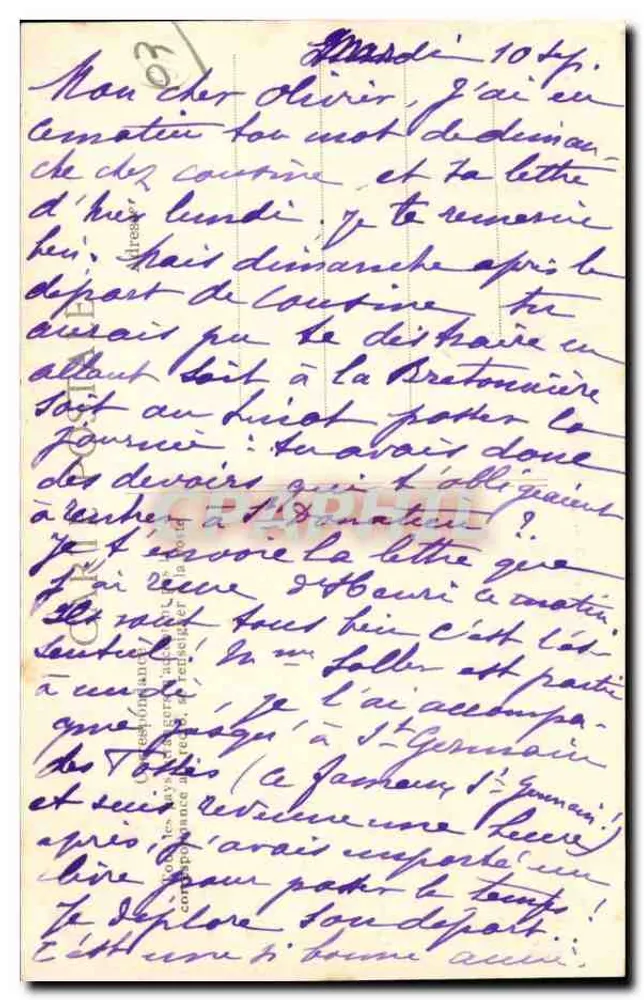 Vichy — Laan van het Park richting de Restauratie — V.D. n°3091 - Achterkant