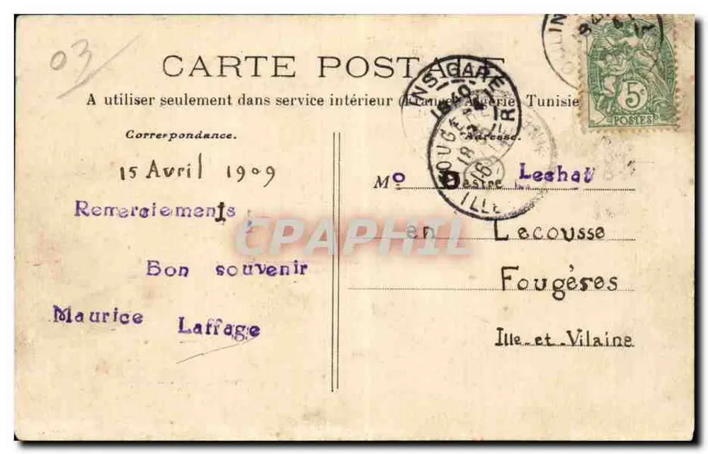 Bourbonnais — Erinnerung an Bourbonnais — P. Paquet, edit Moulin - Rückseite