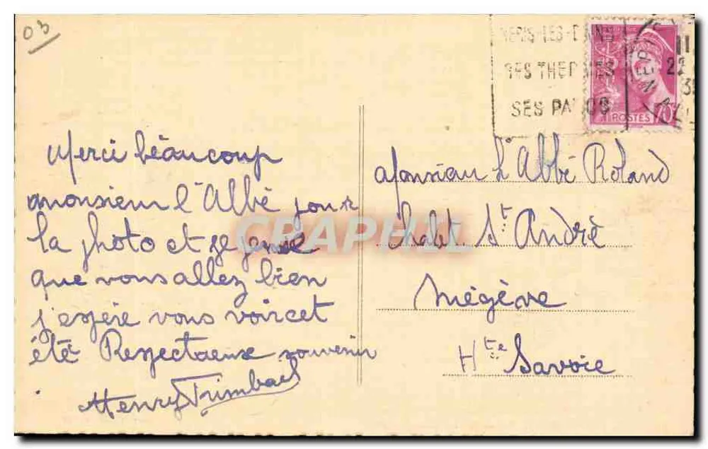 Néris-les-Bains (Allier) — Capela São José — Combier Imp. Macon - Verso