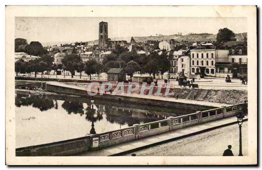 Château-Thierry — vista do canal e da cidade — Edição Perrier, Cliché Bourgogne - Frente