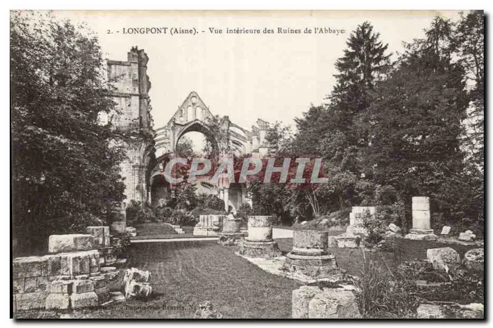 Longpont (Aisne) — Innensicht der Ruinen der Abtei — Imp. Bonney, Nante - Vorderseite