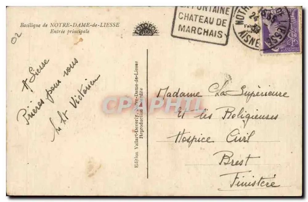 Basílica de Notre-Dame-de-Liesse — Entrada principal — Edición Valhart-Deverly, N°02 - Reverso
