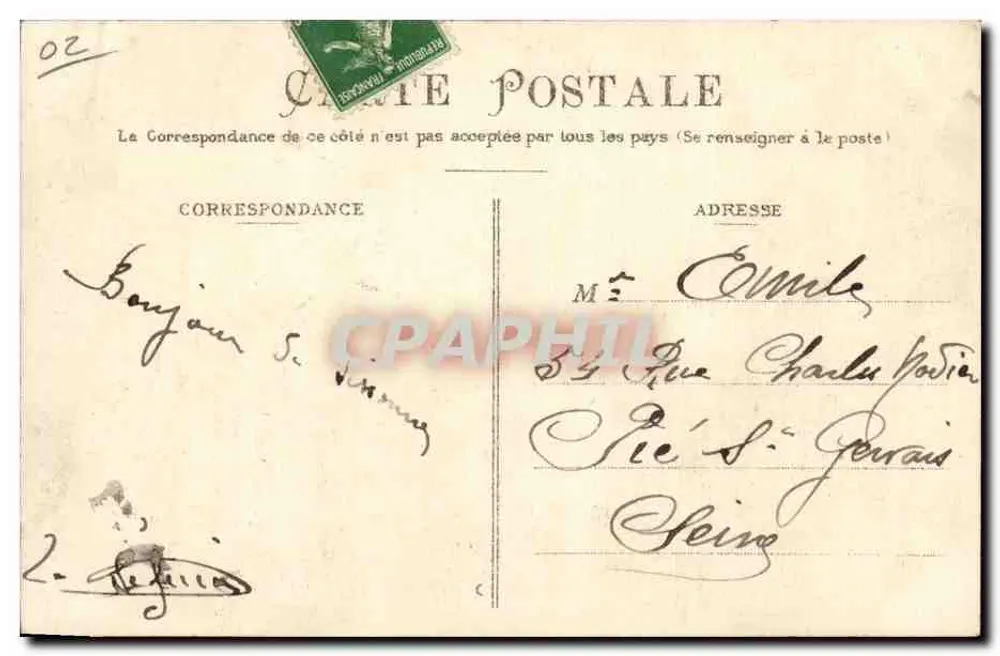 Lembrança de Sissonne — Roet Frères, fot. édit. — carta postal decorativa com colagem de vistas locais - Verso