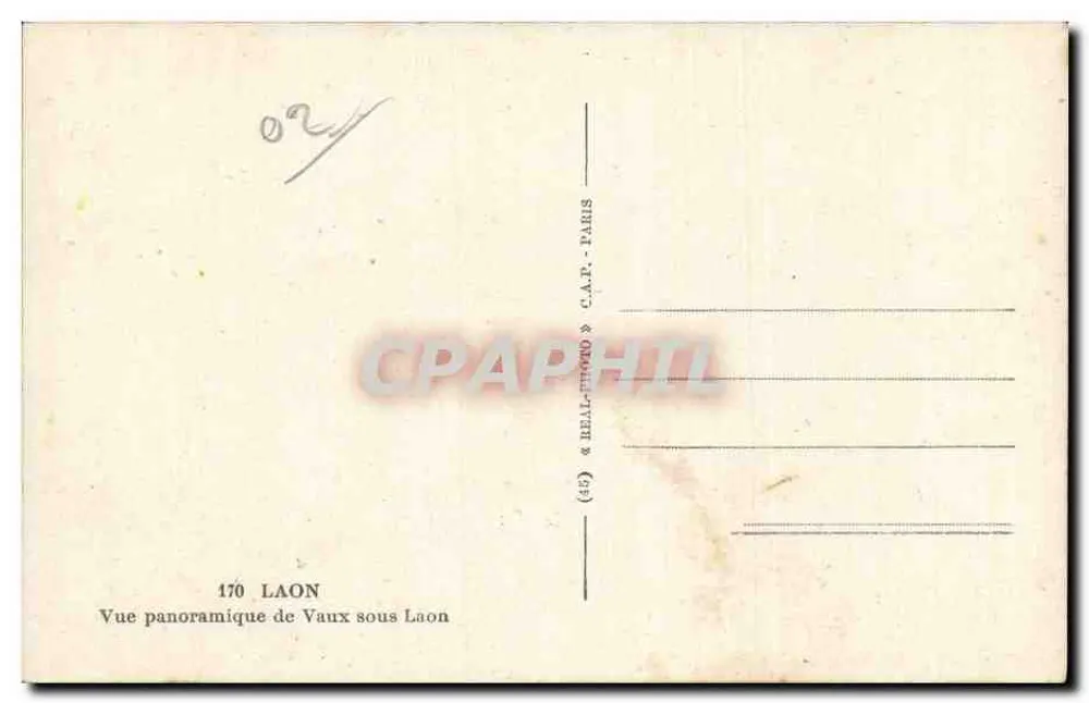 Vaux sous Laon — Vista panorâmica — REAL-TIPO PARIS n°170 - Verso