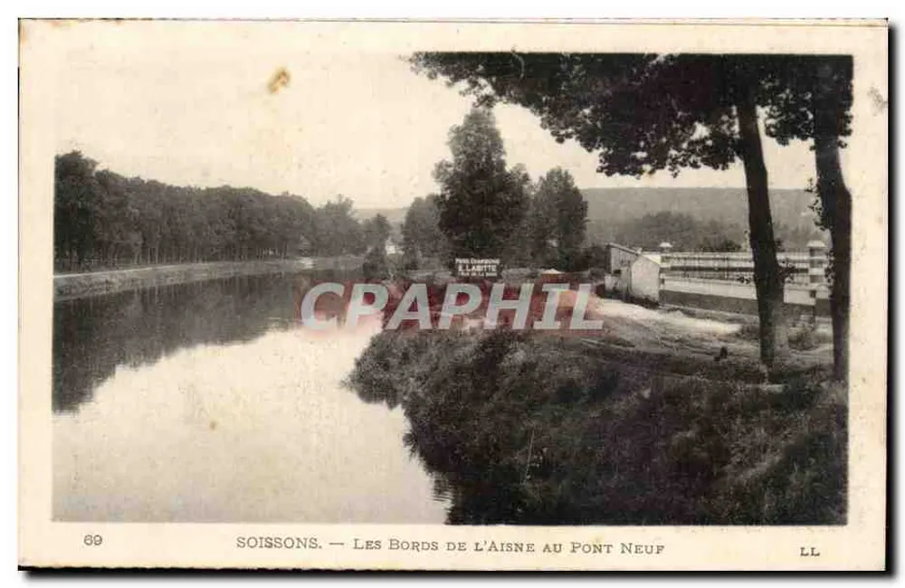 Soissons — As margens do Aisne no Pont Neuf — Paris Dauphin & Labitte - Frente