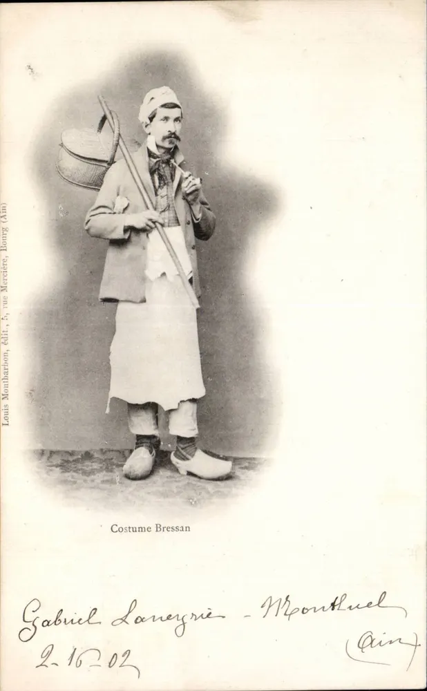 Kostium bressański — Montbouil (Ain) — Louis Montbarion, wyd., 5, rue Mercière, Montbouil (Ain) - Awers