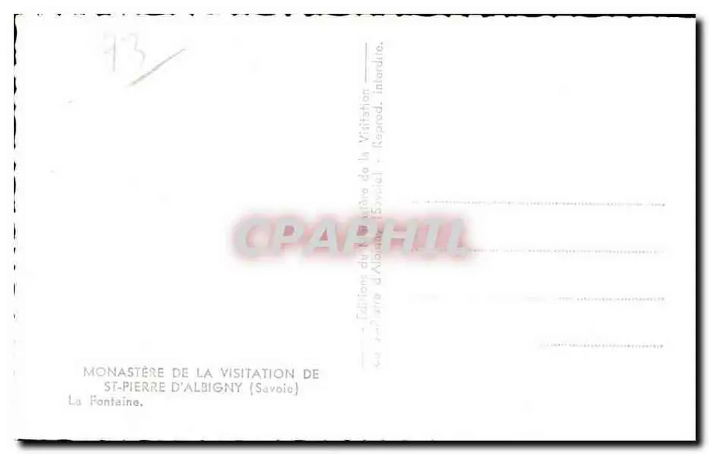 Fontaine des Klöstern — Ansicht durch einen Bogen — Verlag Editions de la Visitation de St-Pierre d'Albigny - Rückseite