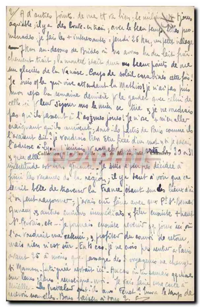 Peisey e os Glaciares de Belle-Côte (3.421 m.) — A Savóia Pitoresca — série 1729 - Verso