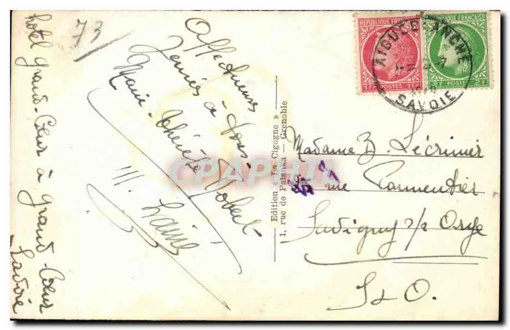 La Lechère Les Bains — Thermalbad und Hotel Radiana — Cig — n° 9029 - Rückseite