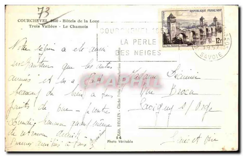 Courchevel — Chalet de la Loze — Verlag Édil. Beghin, n°14 - Rückseite