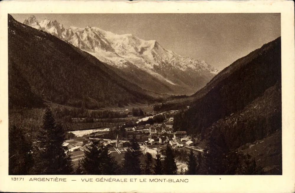 Argentière — Vista geral e o Mont-Blanco — Braun & Cie, Darmach - Frente