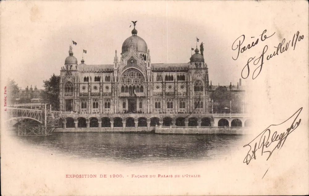 Ausstellung von 1900 — Ansicht der Fassade des Palastes Italiens — A. Tardieu, Paris - Vorderseite