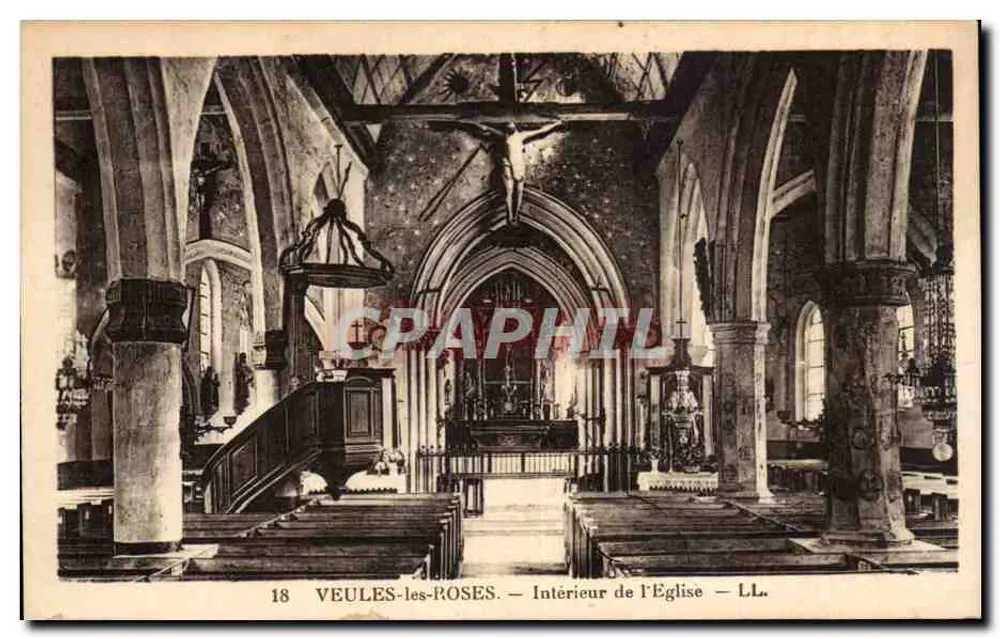 VEULES-les-ROSES — Innenansicht der Kirche — LL. Nr. 18 - Vorderseite