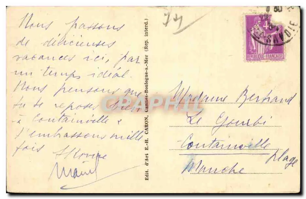 Annecy. Das Imperiale Palast. Der private Hafen und der See — Édit. d'art E.-H. CARON - Rückseite