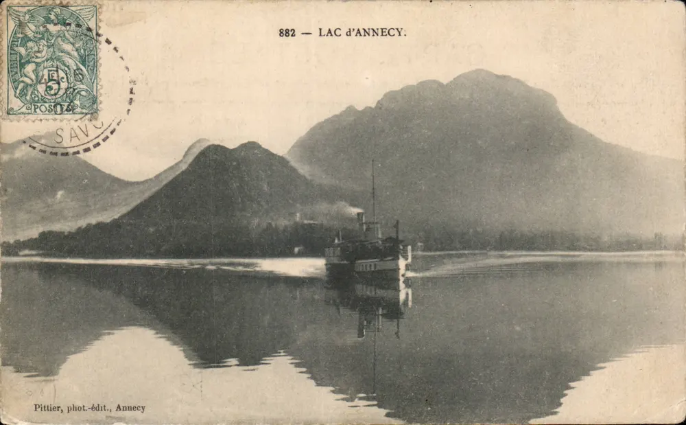 Lago de Annecy — navio a vapor — Pittier, fot.-edit., Annecy - Frente